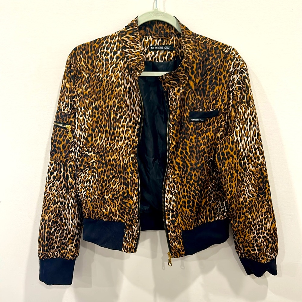 Members Only leopard bomber jacket